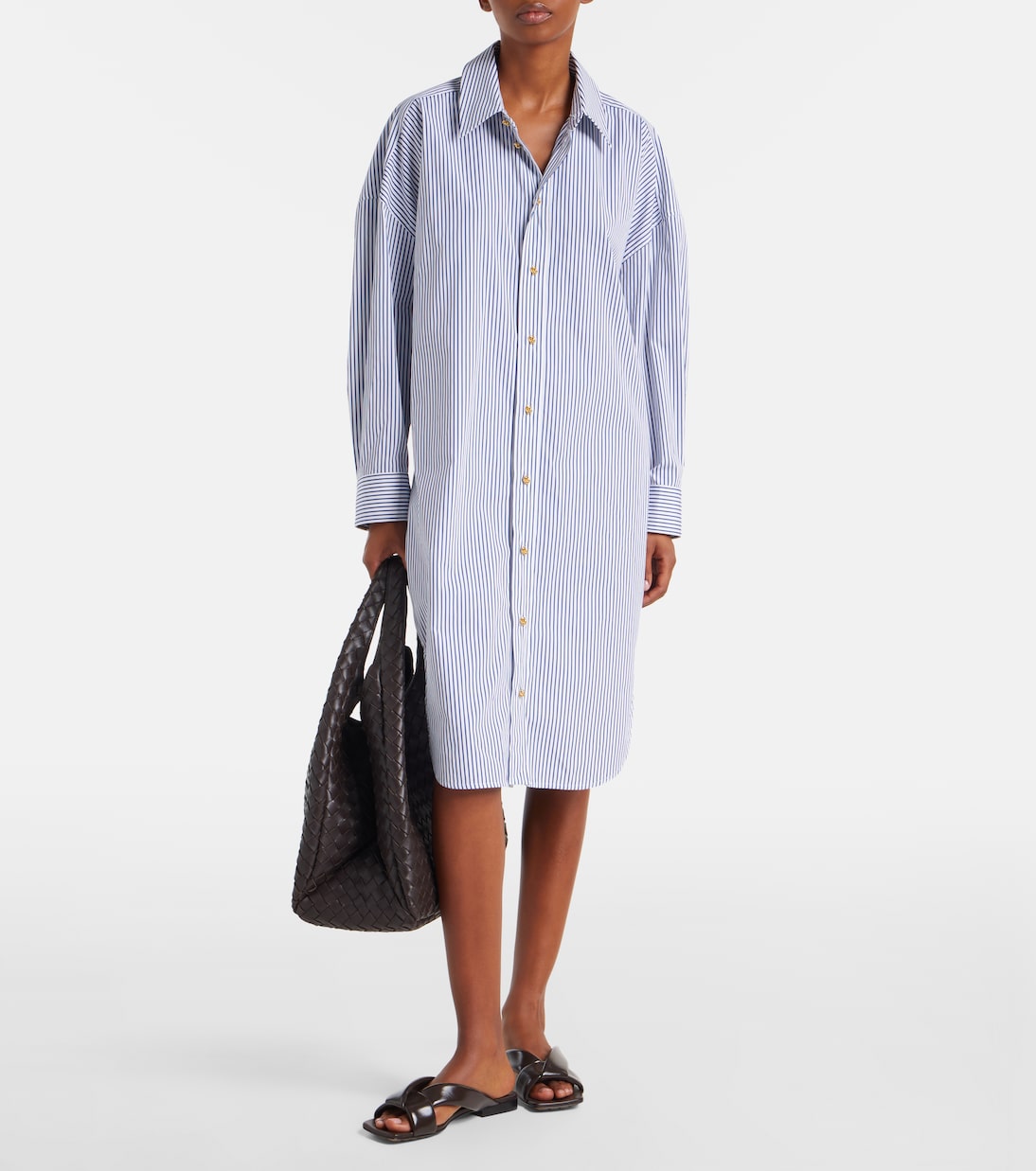 Striped cotton poplin shirt | Bottega Veneta