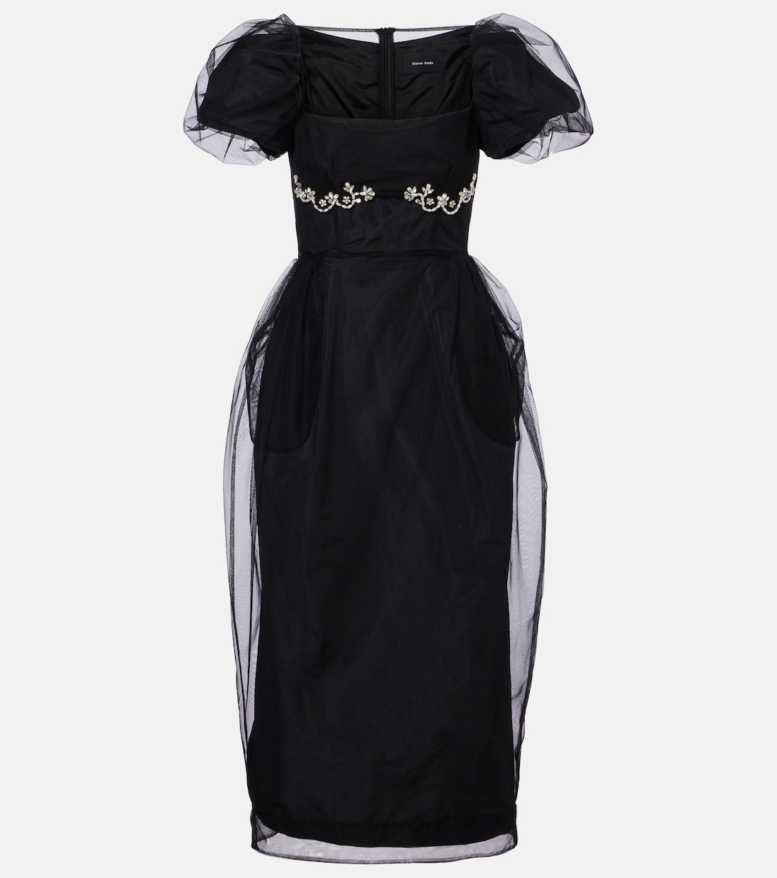 刺绣薄纱中长连衣裙 | Simone Rocha