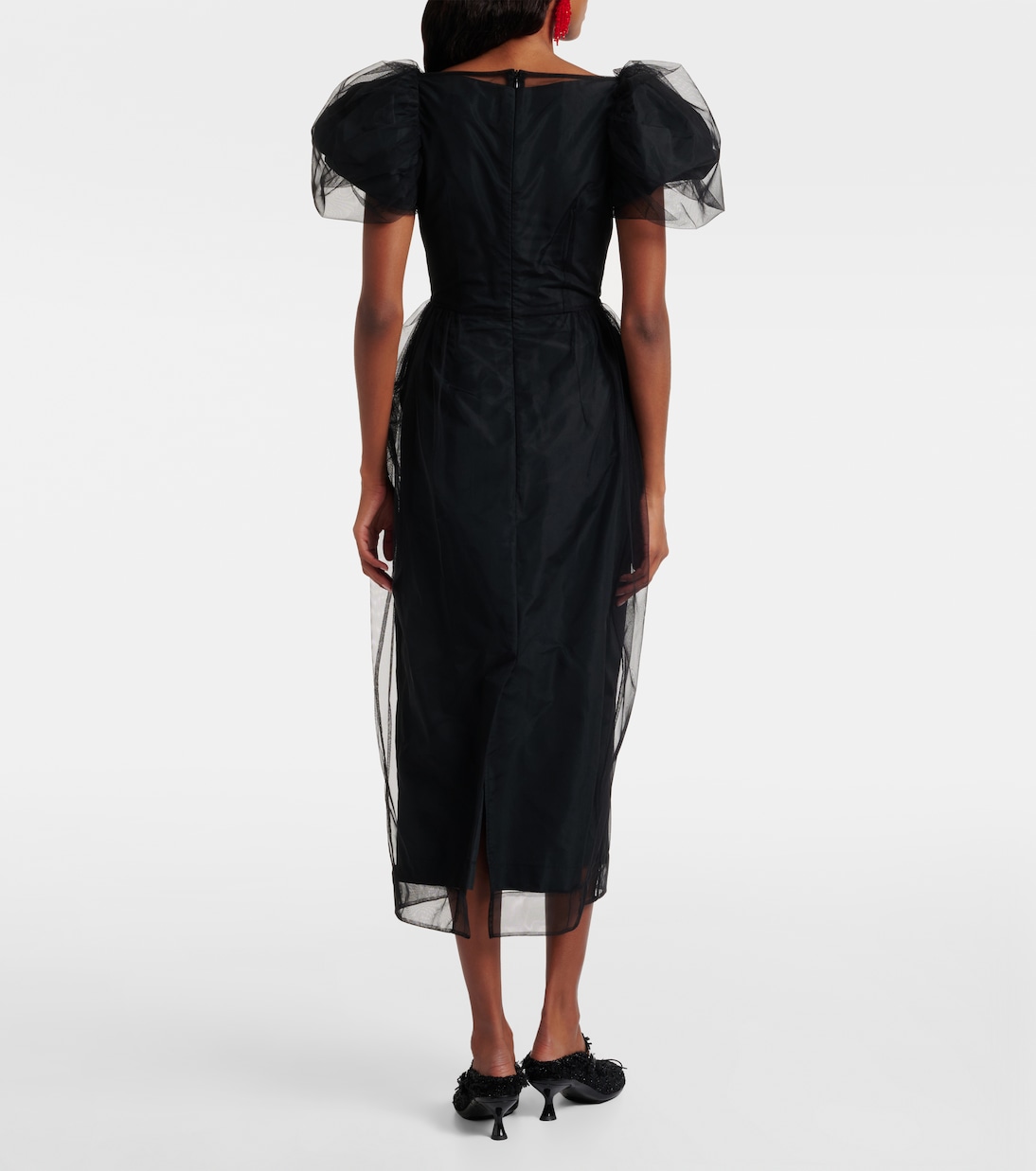 刺绣薄纱中长连衣裙 | Simone Rocha