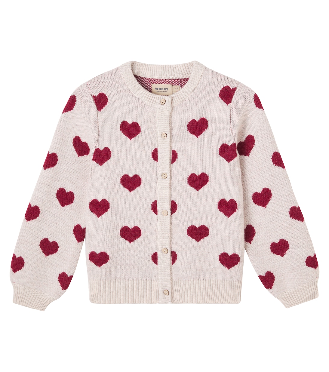 Hearts jacquard wool cardigan | Wheat