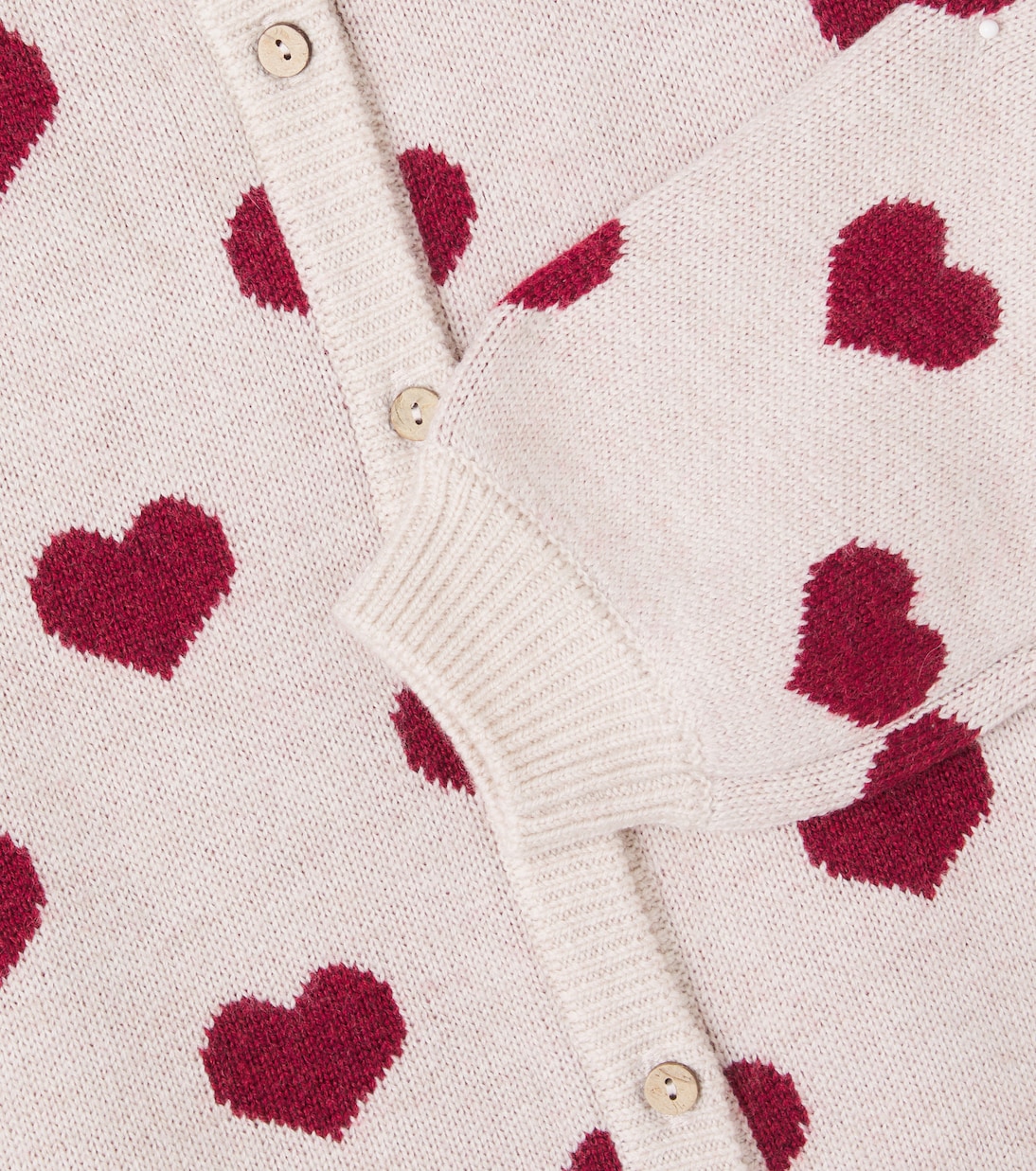 Hearts jacquard wool cardigan | Wheat