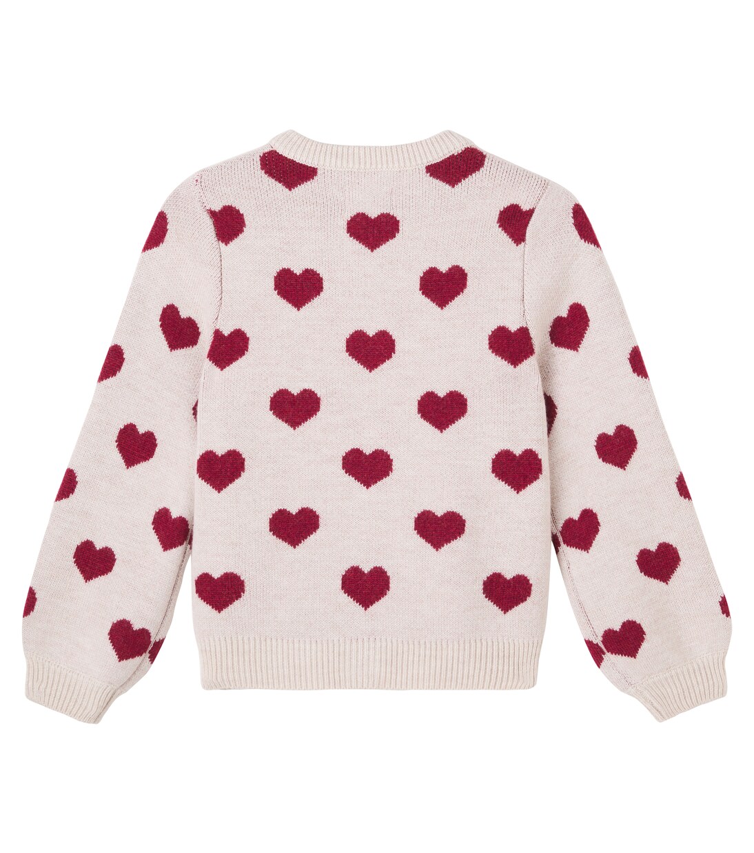 Hearts jacquard wool cardigan | Wheat