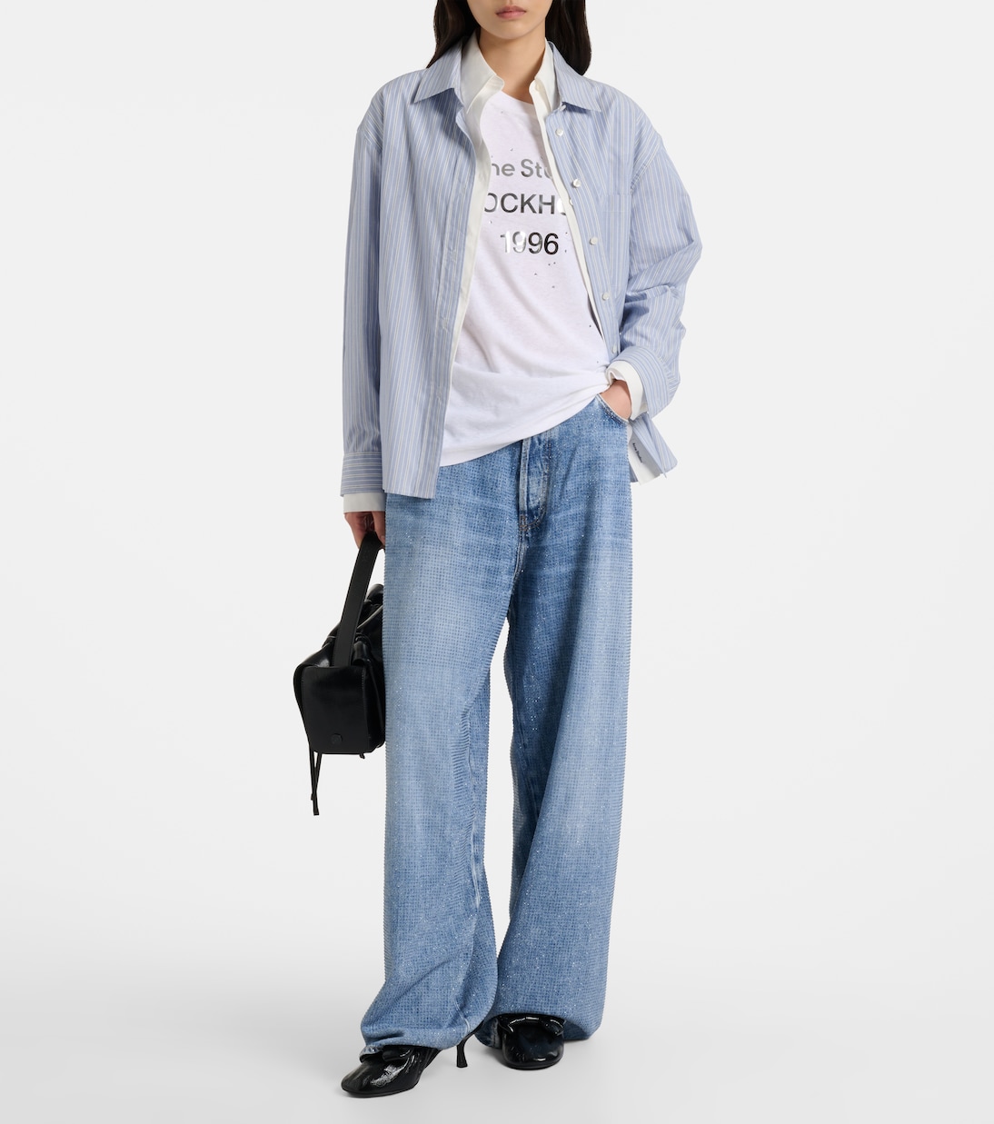 Crystal-embellished high-rise wide-leg jeans | Acne Studios