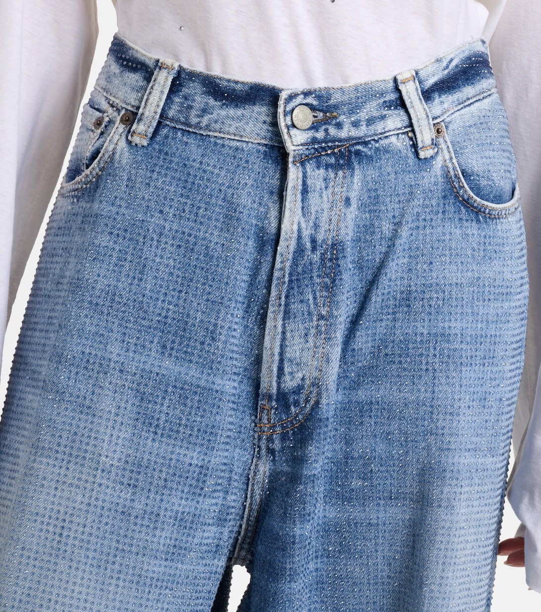 Crystal-embellished high-rise wide-leg jeans | Acne Studios