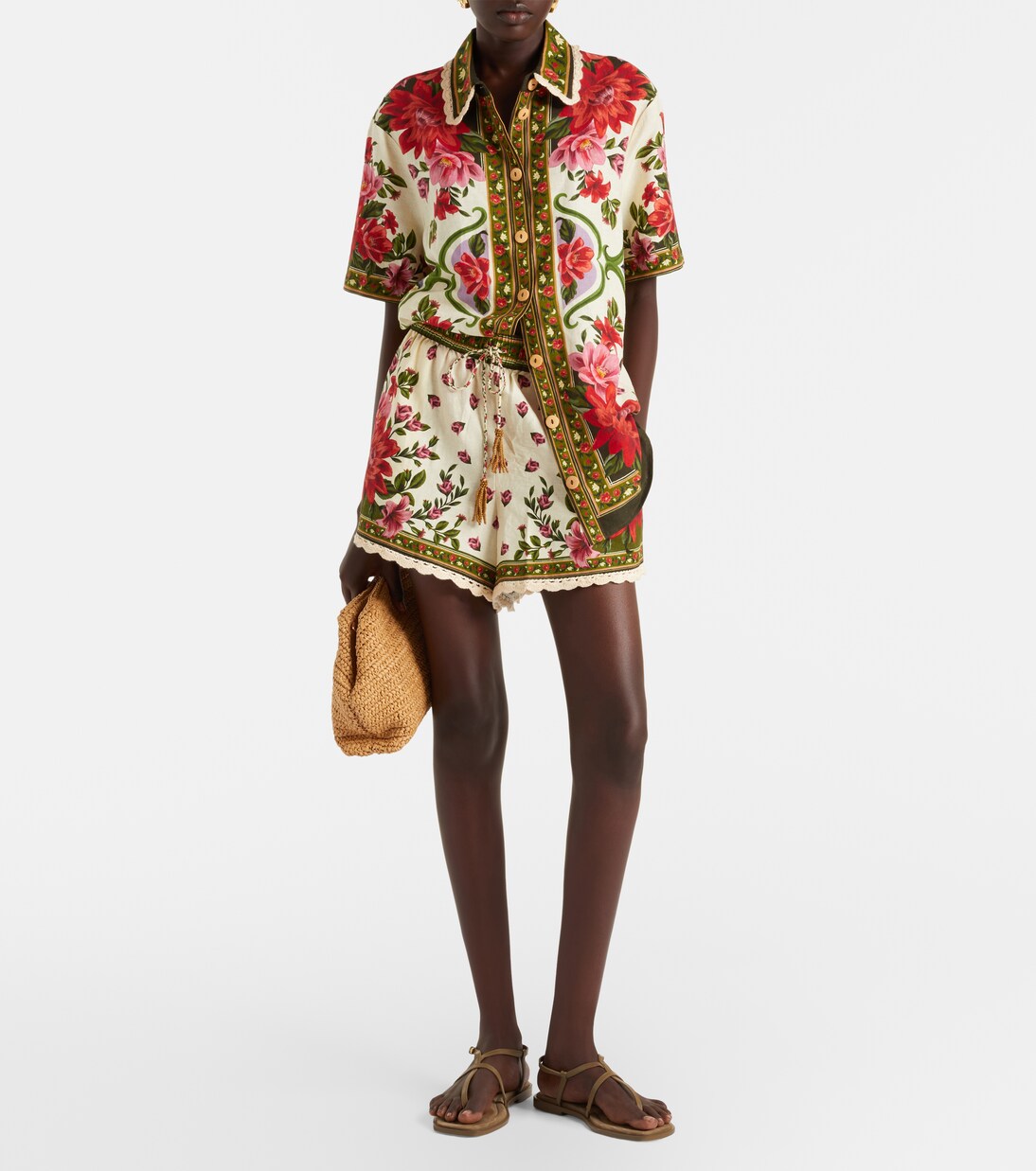 Wonder Rio crochet-trimmed linen-blend shorts | Farm Rio