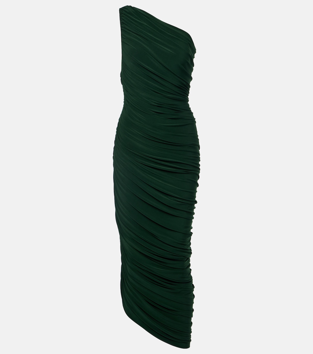 Diana ruched asymmetric midi dress | Norma Kamali