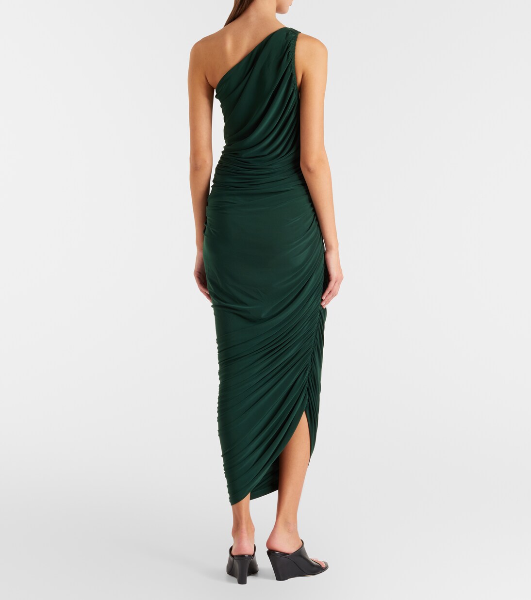 Diana ruched asymmetric midi dress | Norma Kamali