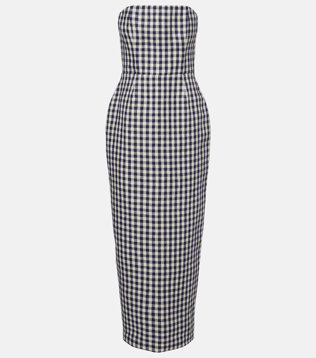 Romeo gingham strapless linen maxi dress | Posse