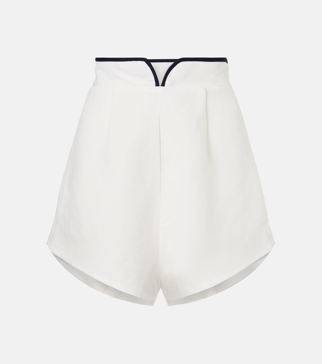 Bicolor linen-blend Bermuda shorts | Adriana Degreas