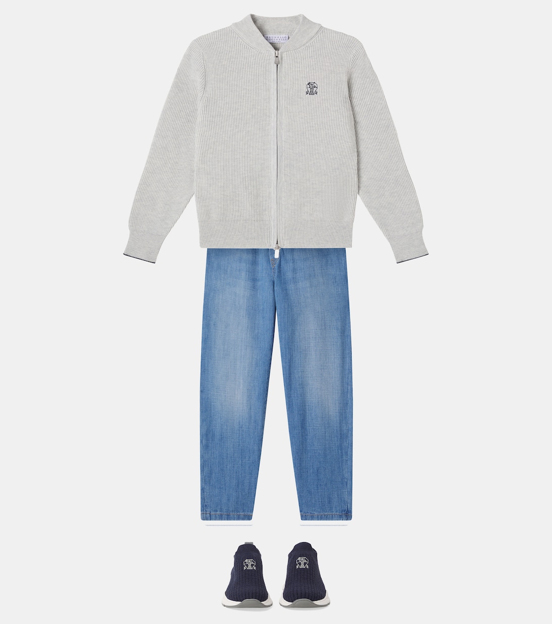 Logo knitted slip-on sneakers | Brunello Cucinelli Kids