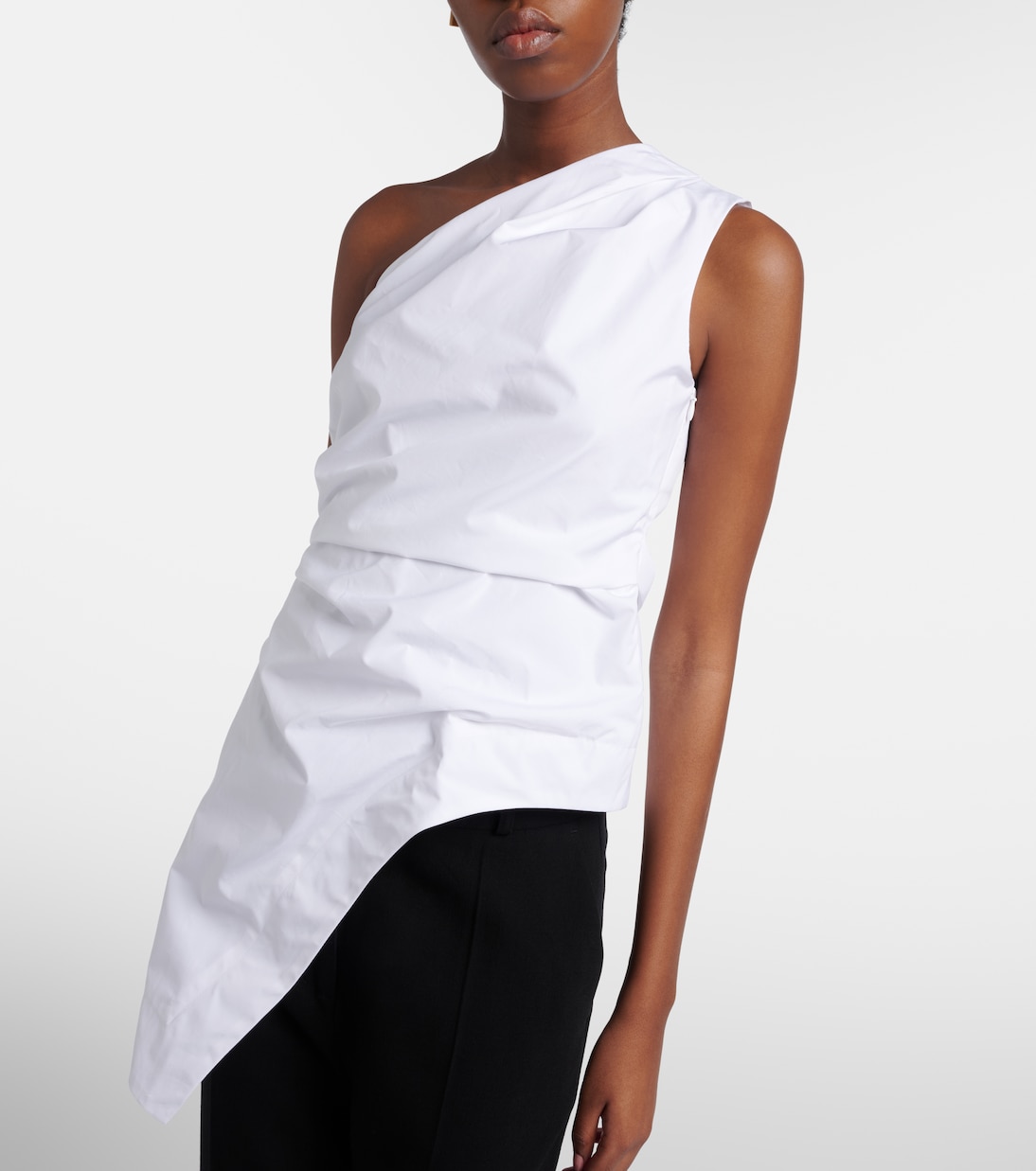 Asymmetric one-shoulder cotton poplin top | Róhe
