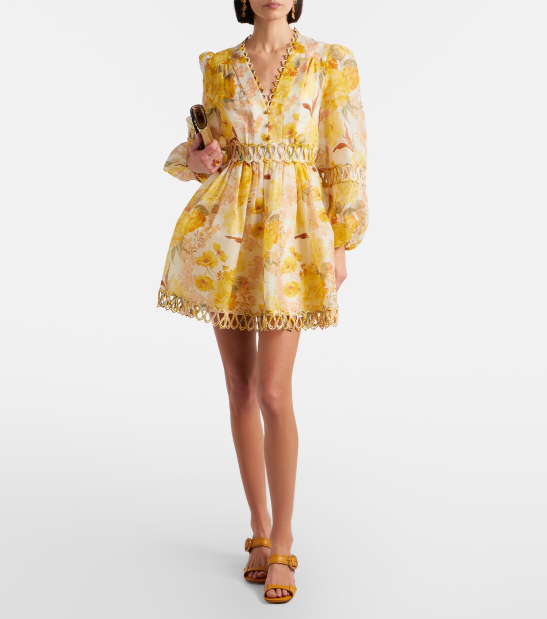 Como floral linen and silk minidress | Zimmermann