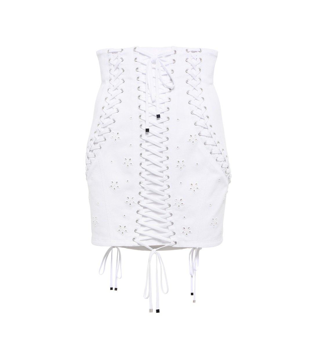 Lace-up cotton twill miniskirt | Dolce&Gabbana
