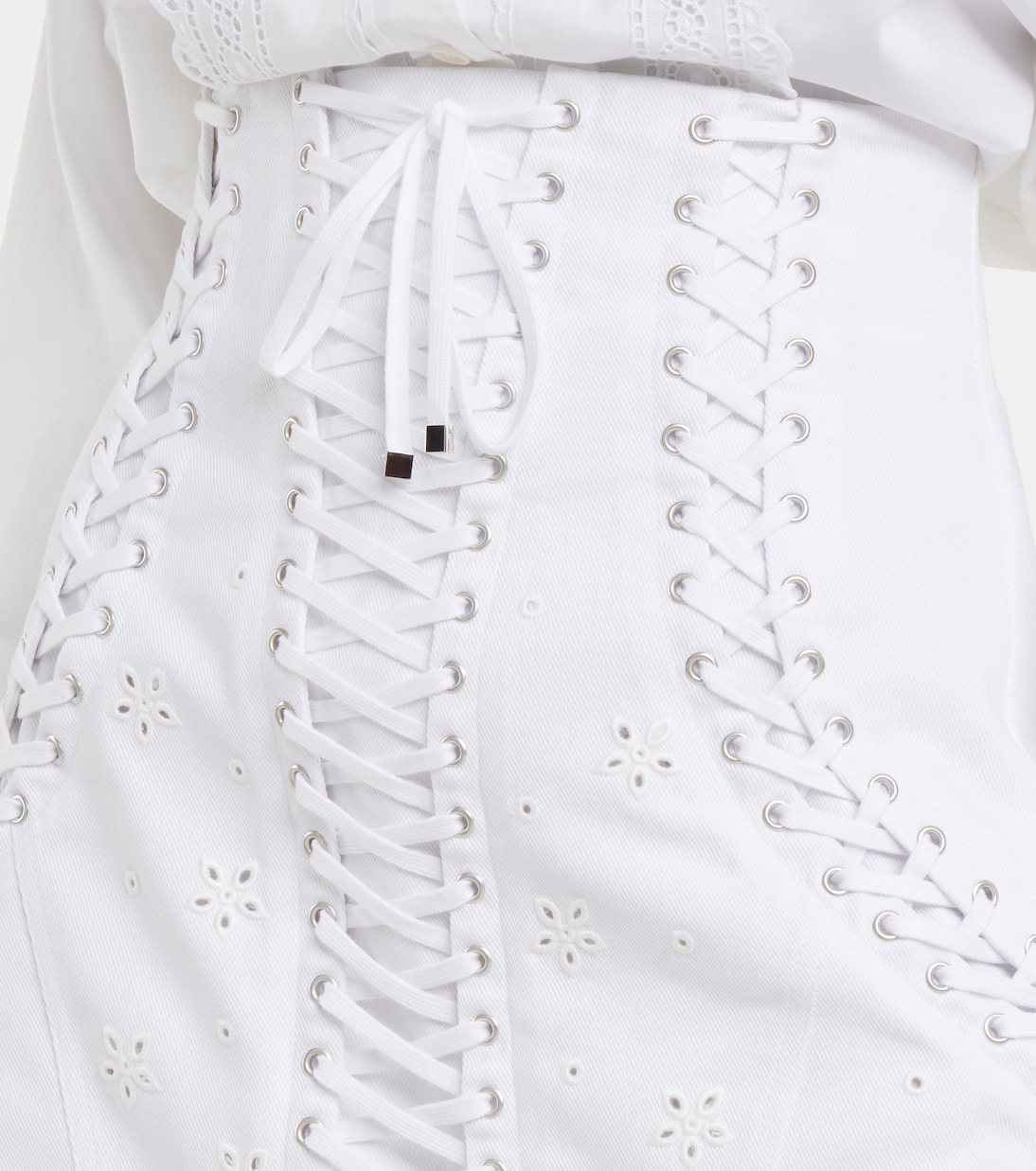 Lace-up cotton twill miniskirt | Dolce&Gabbana