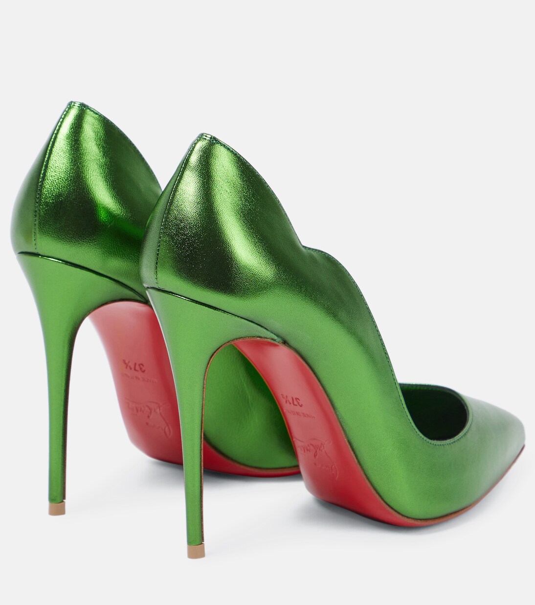 Hot Chick 100 metallic leather pumps in green Christian Louboutin Mytheresa