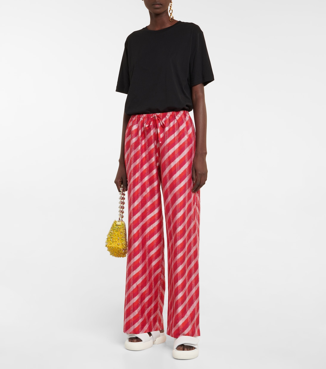 Pantaloni in seta ikat a gamba larga | Dries Van Noten