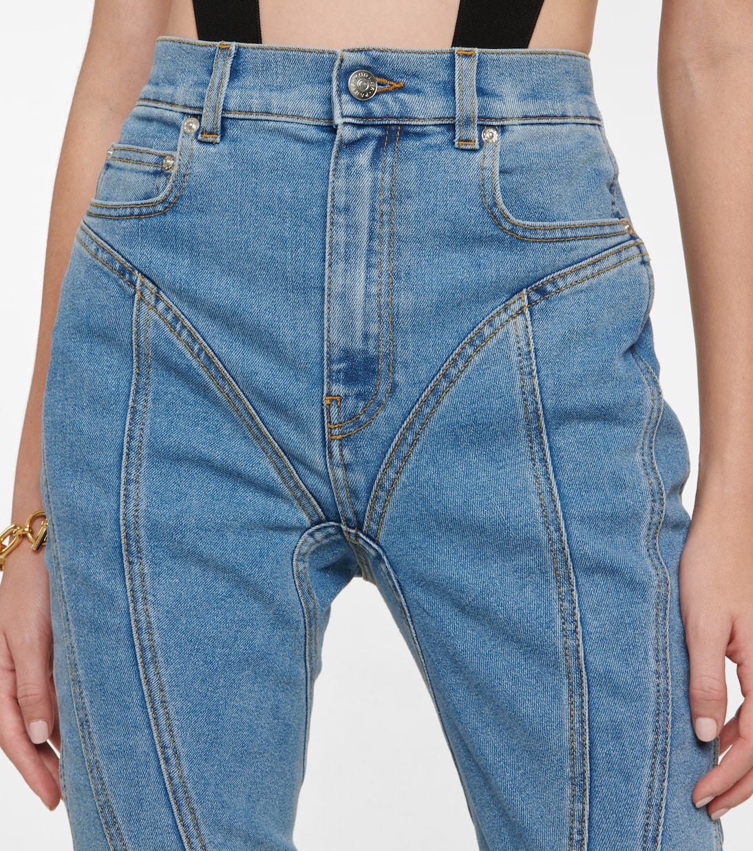 Seam-detail high-rise skinny jeans | Mugler
