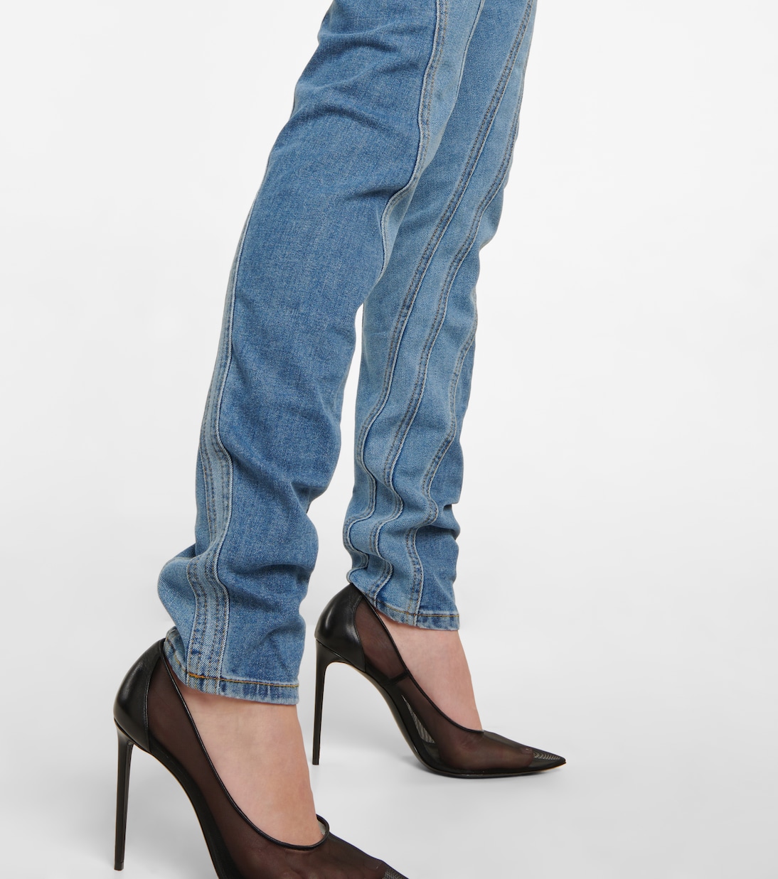 Seam-detail high-rise skinny jeans | Mugler