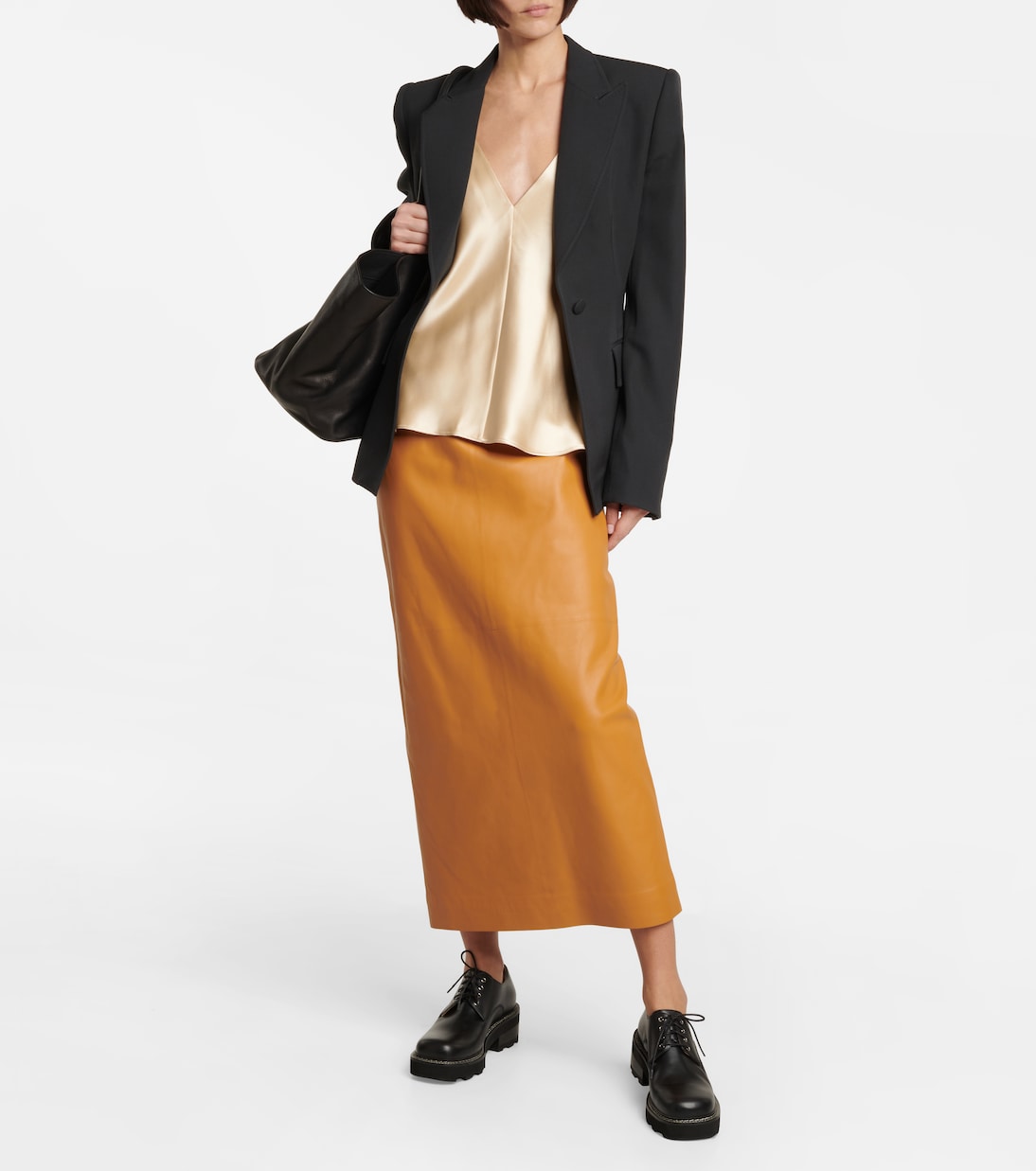 Falda midi de piel de tiro alto | Gabriela Hearst