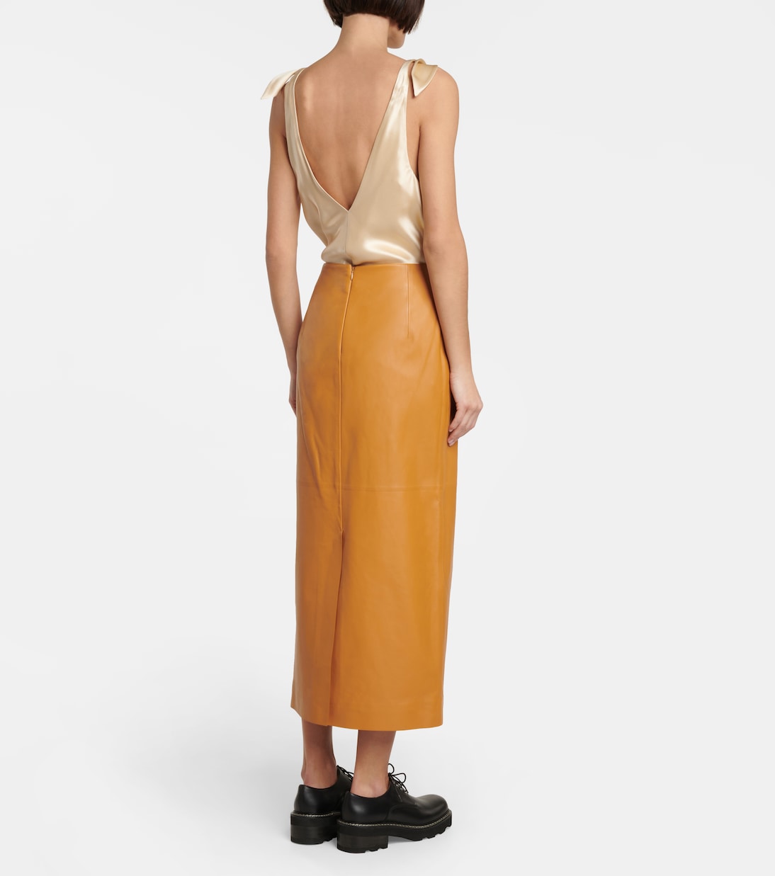 Falda midi de piel de tiro alto | Gabriela Hearst