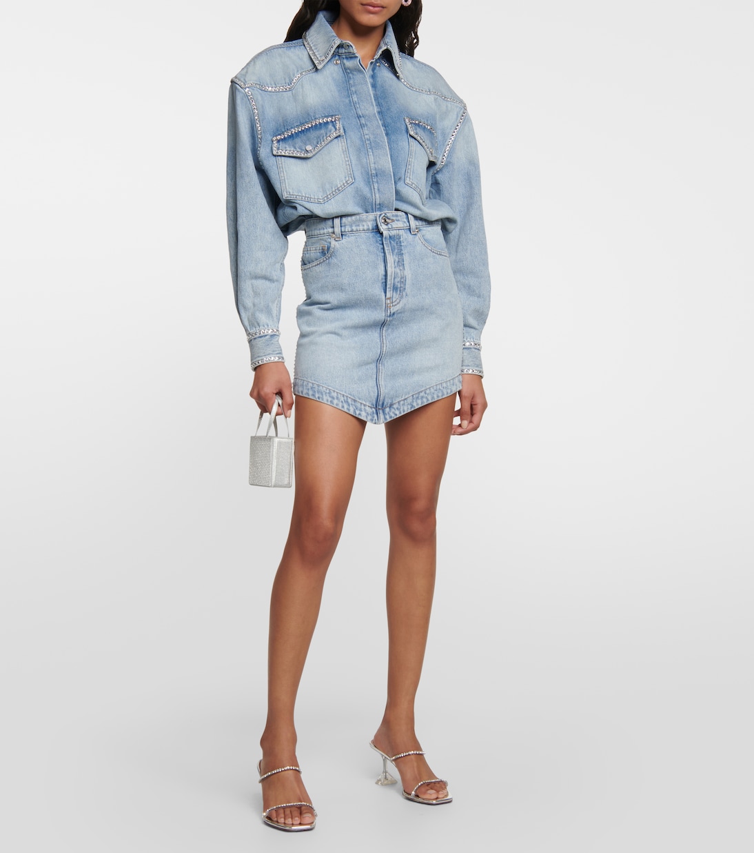 Embellished denim miniskirt | Alexandre Vauthier