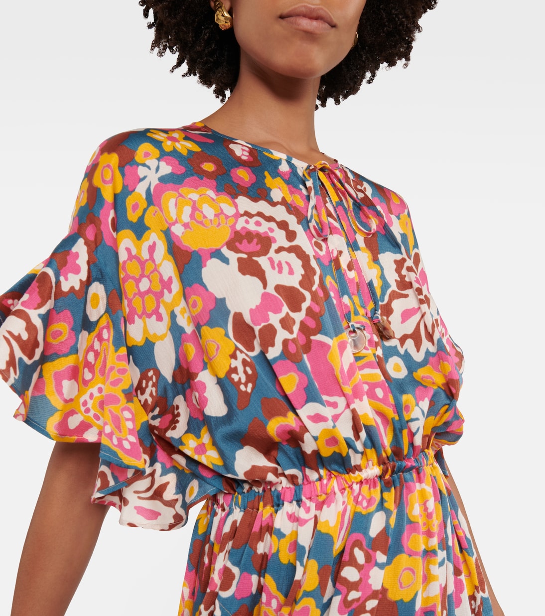 Abito midi Piment in cotone e seta con stampa | Eres
