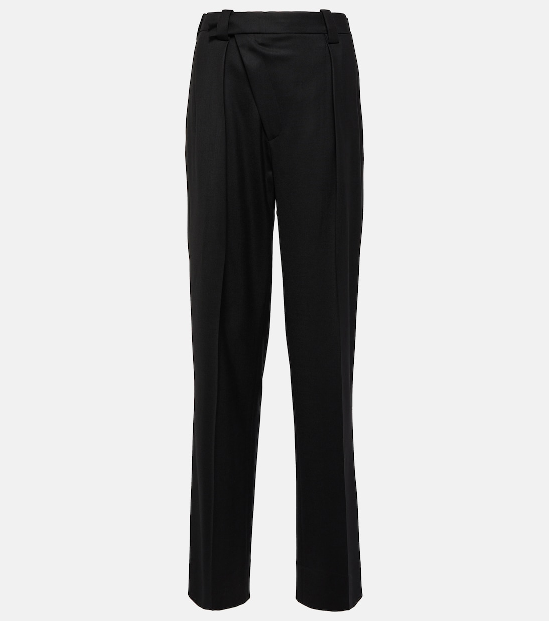 Asymmetric wool-blend straight pants  | Victoria Beckham