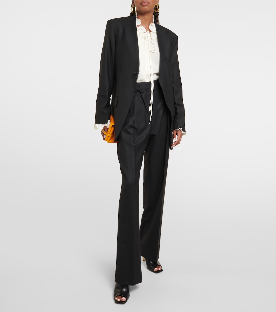 Asymmetric wool-blend straight pants  | Victoria Beckham