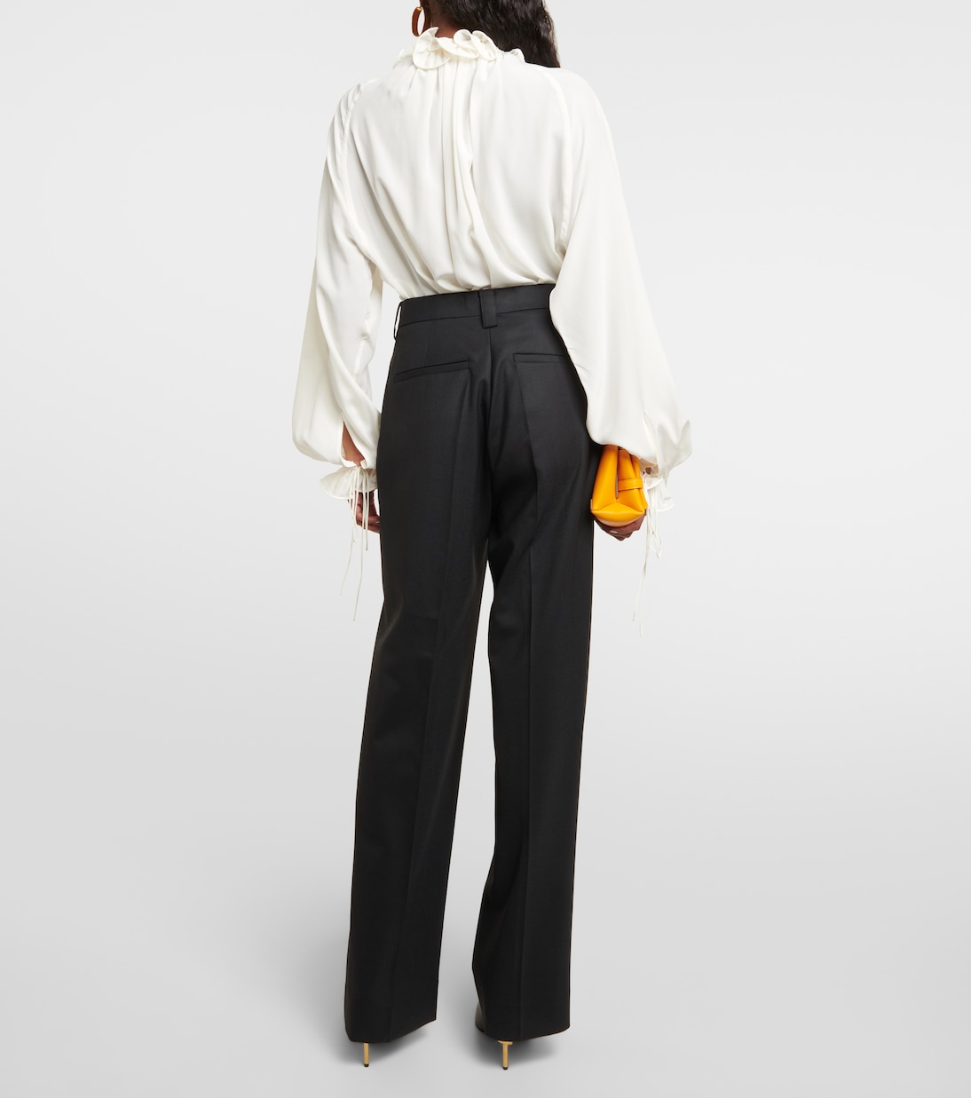 Asymmetric wool-blend straight pants  | Victoria Beckham