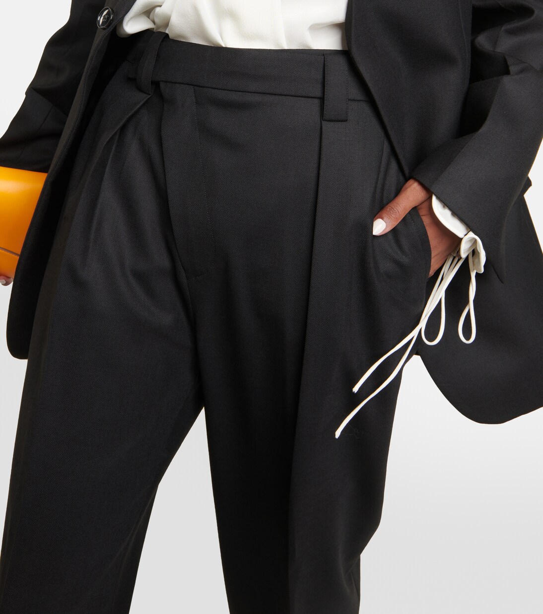 Asymmetric wool-blend straight pants  | Victoria Beckham