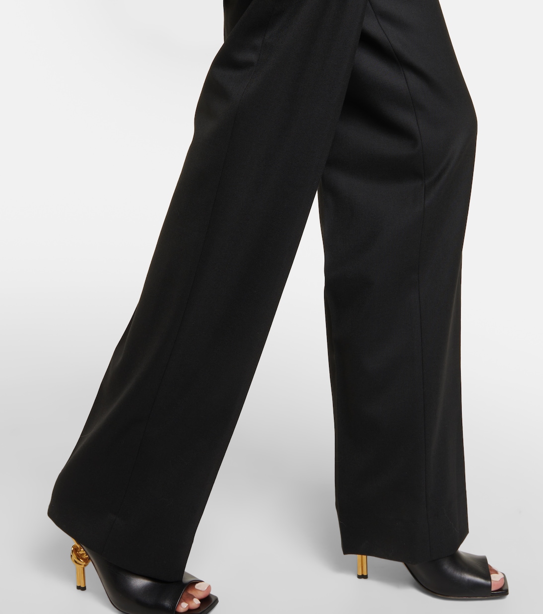 Asymmetric wool-blend straight pants  | Victoria Beckham