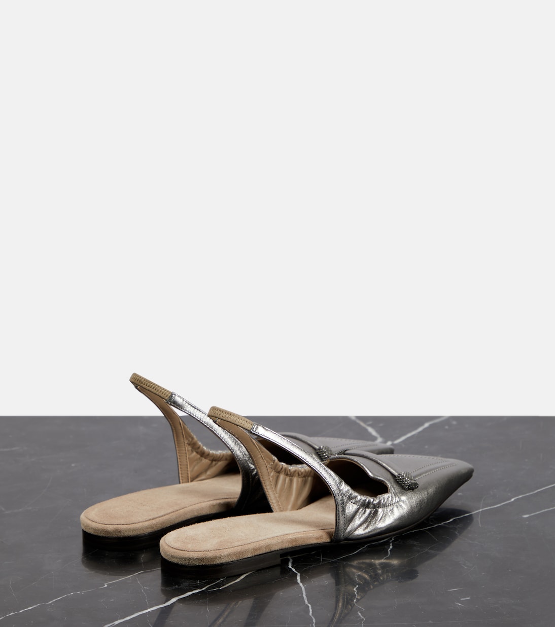 Ballerine slingback in pelle | Brunello Cucinelli