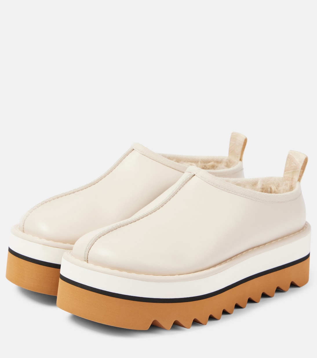 Sneak-Elyse faux fur-lined faux leather mules | Stella McCartney