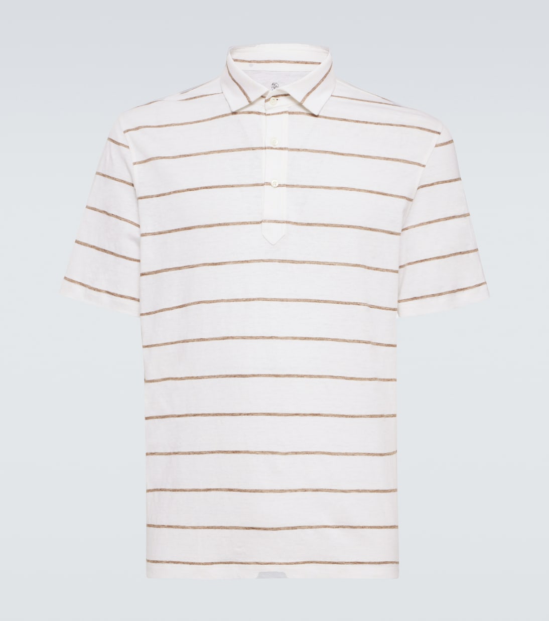 Polo in lino e cotone a righe | Brunello Cucinelli