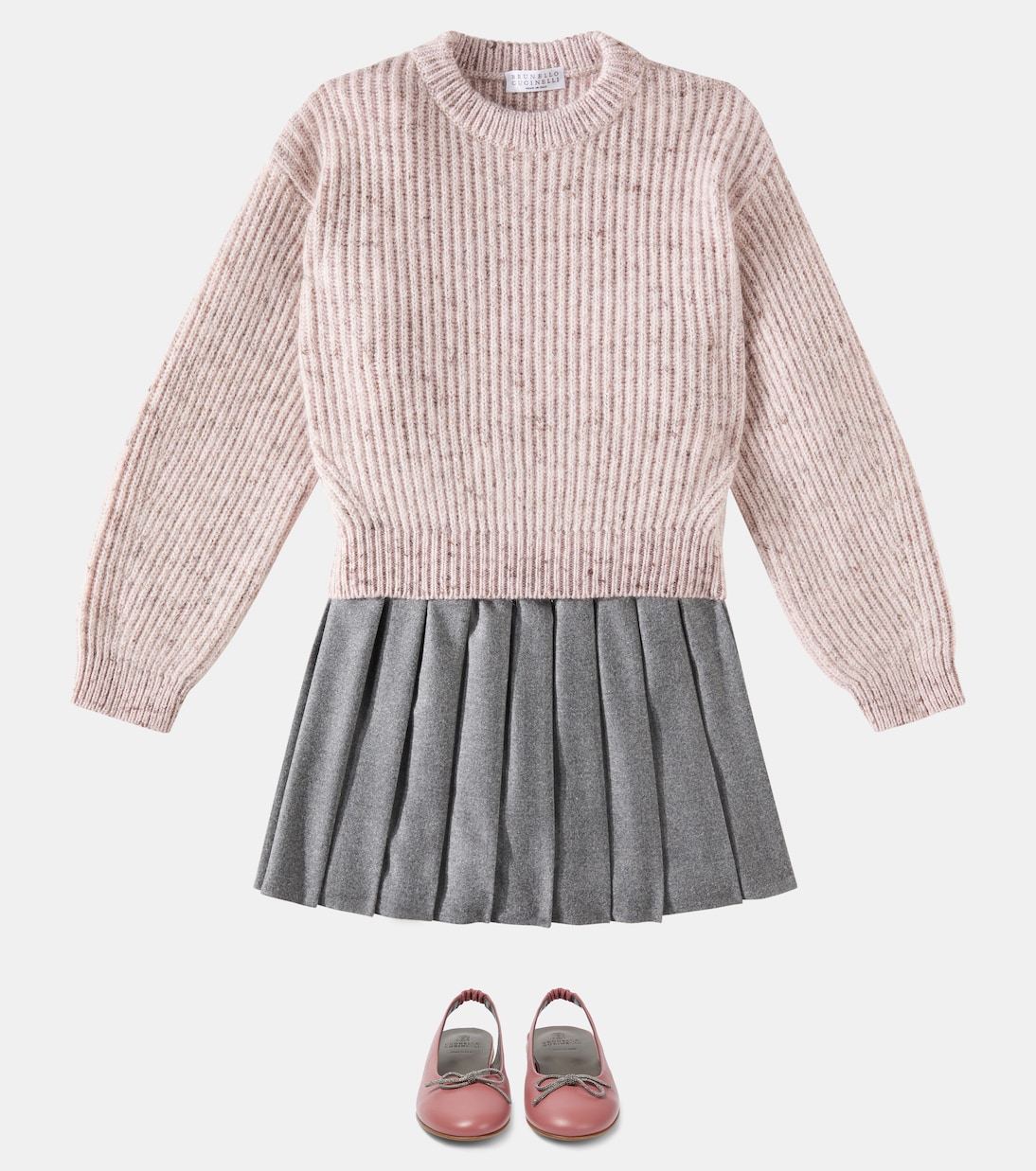 Pleated wool-blend skirt | Brunello Cucinelli Kids