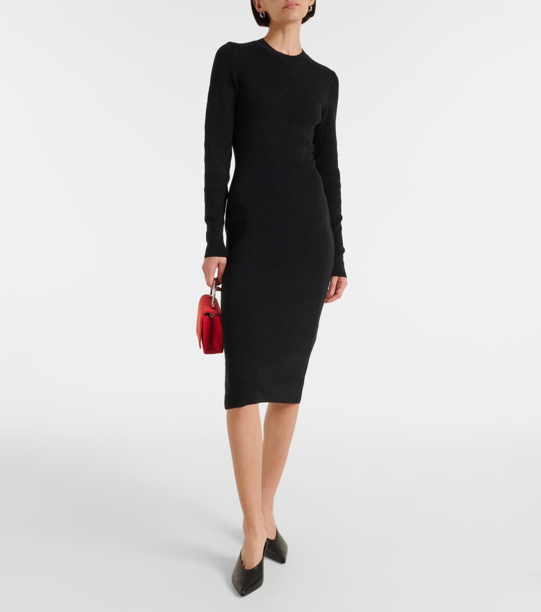 Knitted cotton and wool midi dress | Ami Paris