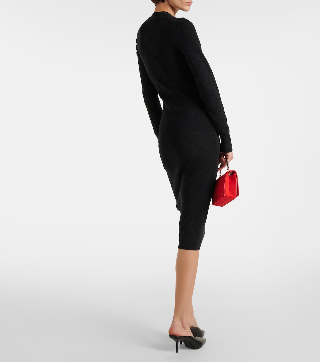 Knitted cotton and wool midi dress | Ami Paris