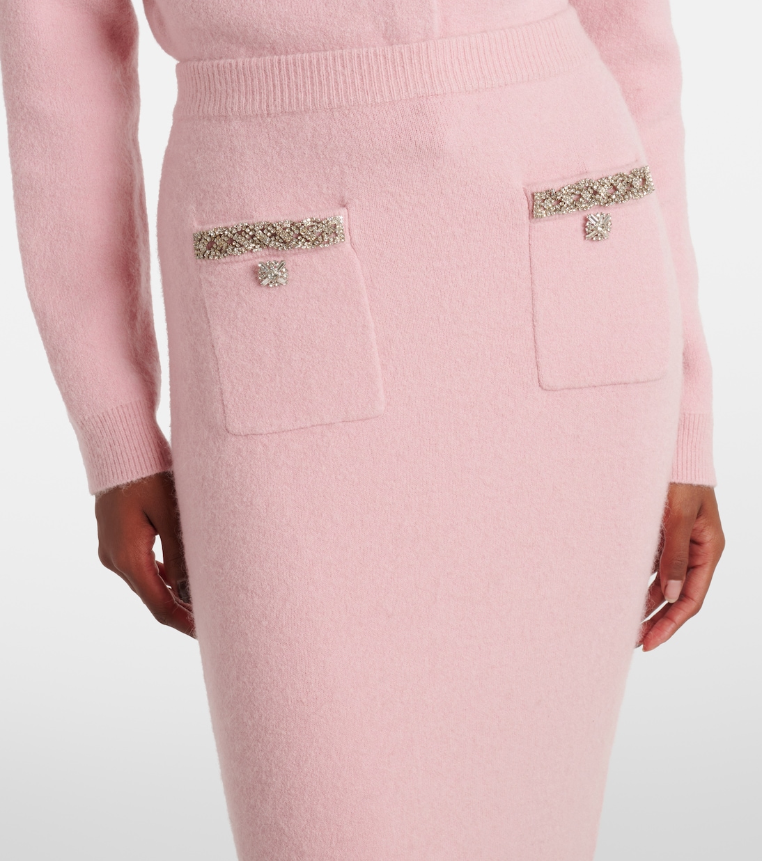 Embellished knitted midi skirt | Self-Portrait
