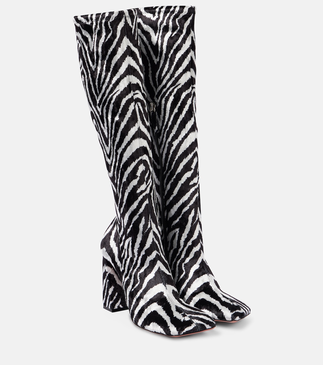 Bottes Marine Stretch 95 en velours | Amina Muaddi