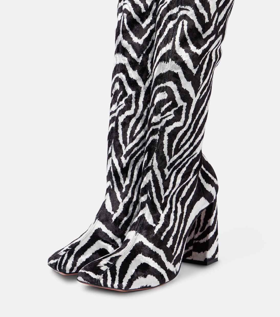 Bottes Marine Stretch 95 en velours | Amina Muaddi