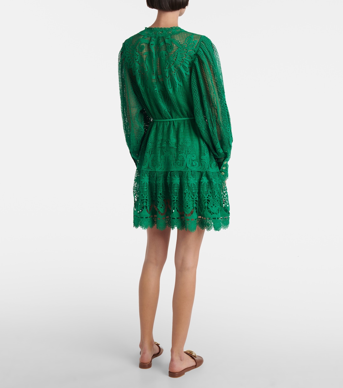 Vestido corto Tropical Flight Green de guipur | Farm Rio