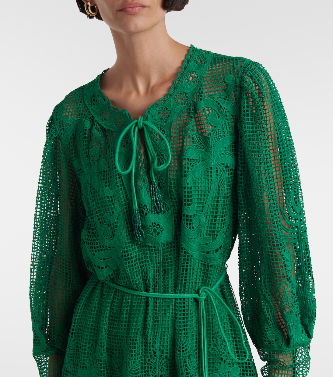 Vestido corto Tropical Flight Green de guipur | Farm Rio