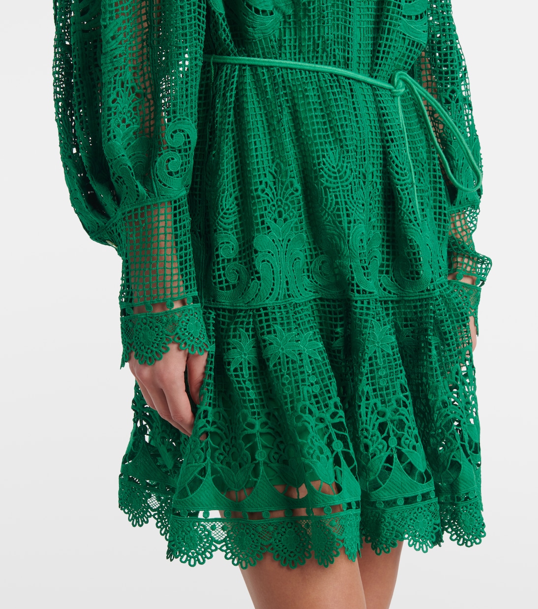 Vestido corto Tropical Flight Green de guipur | Farm Rio