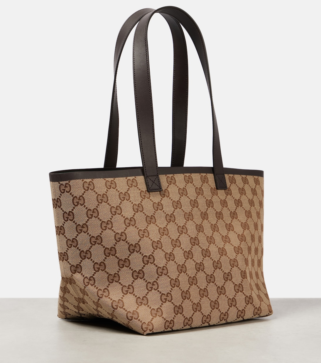 Totissima Small leather trimmed tote bag in neutrals Gucci Mytheresa