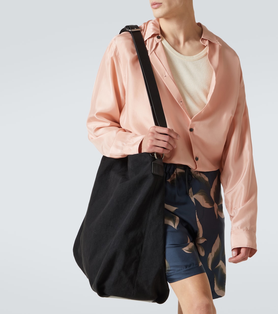 Borsa a spalla in canvas con pelle | Dries Van Noten