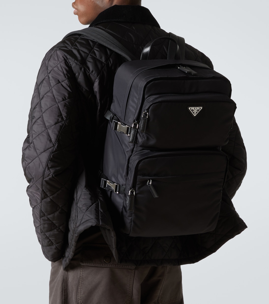 Rucksack aus Re-Nylon mit Leder | Prada
