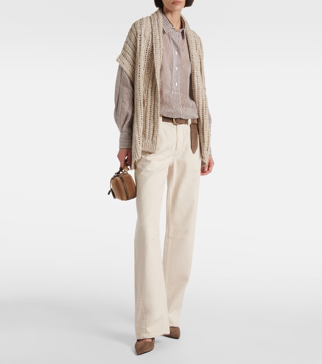 Dazzling silk and linen-blend wrap cardigan | Brunello Cucinelli