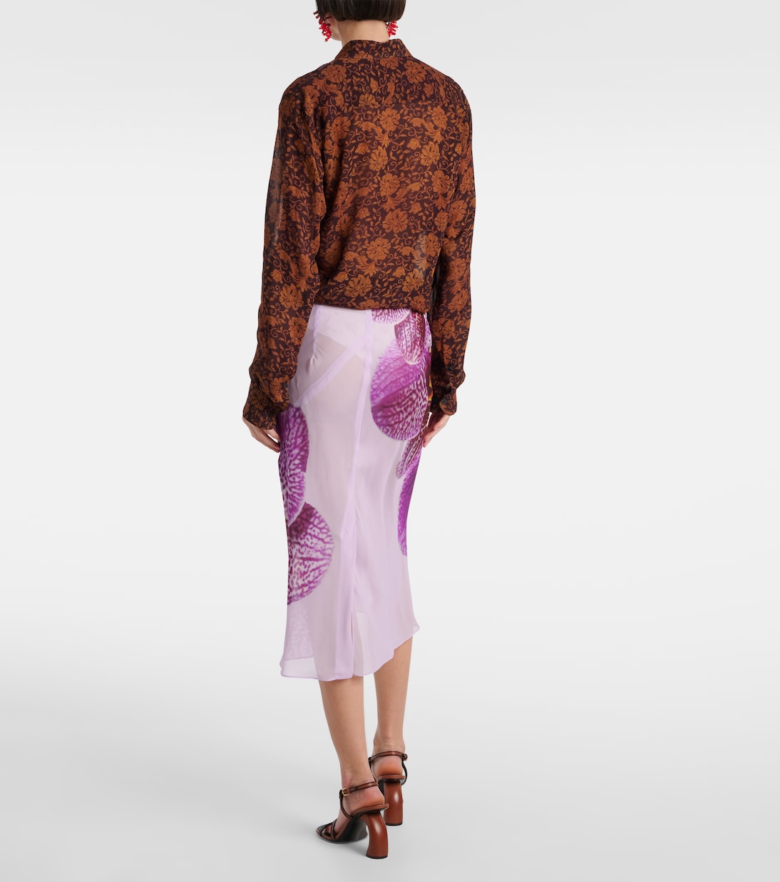Gonna midi in seta con stampa | Dries Van Noten