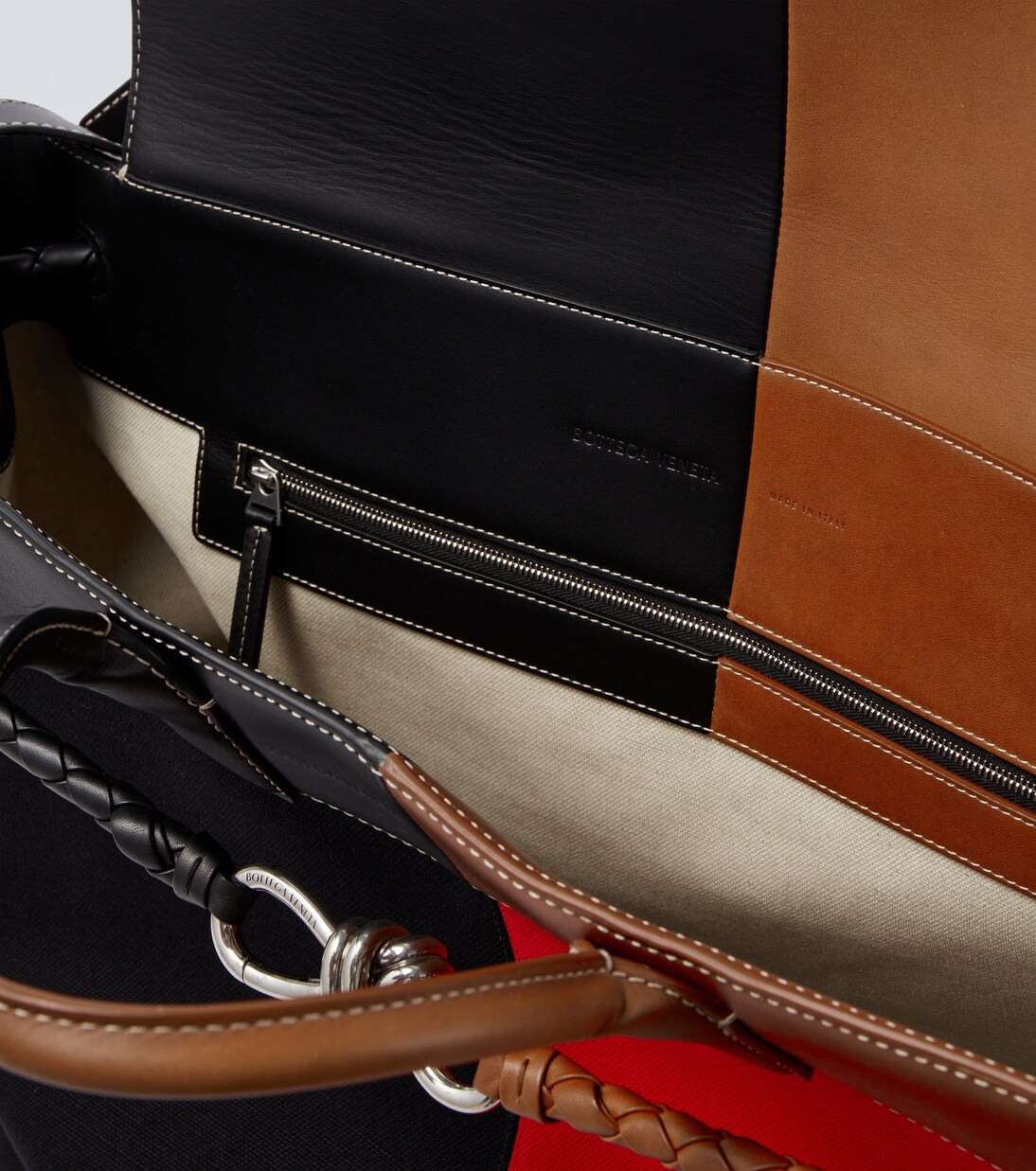 Andiamo Large leather-trimmed tote bag | Bottega Veneta