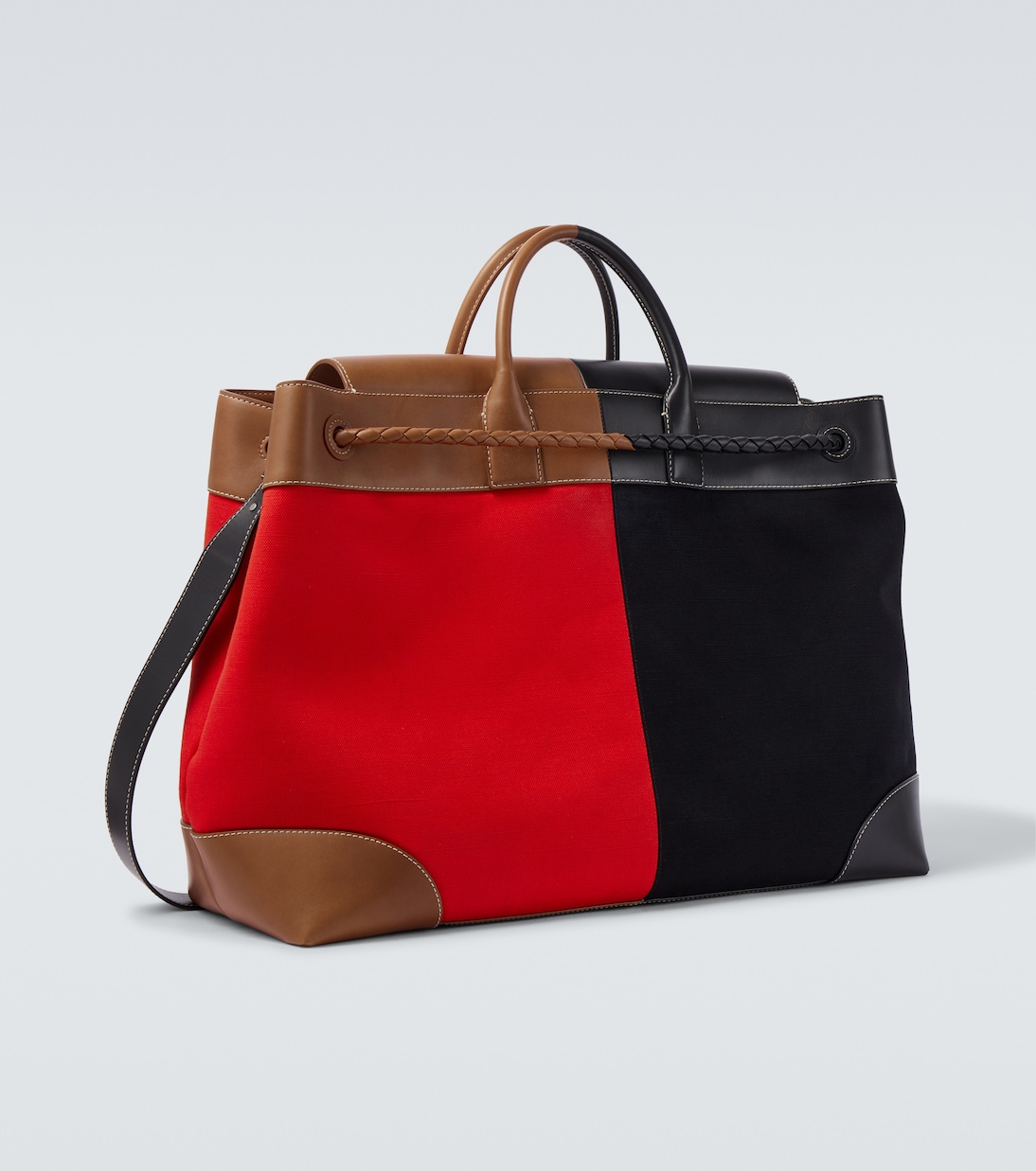 Andiamo Large leather-trimmed tote bag | Bottega Veneta